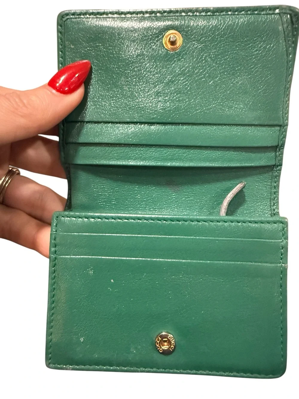 Gucci GG Marmont Green Matelassé Leather Wallet Card Holder Dust Bag - Picture 8 of 11